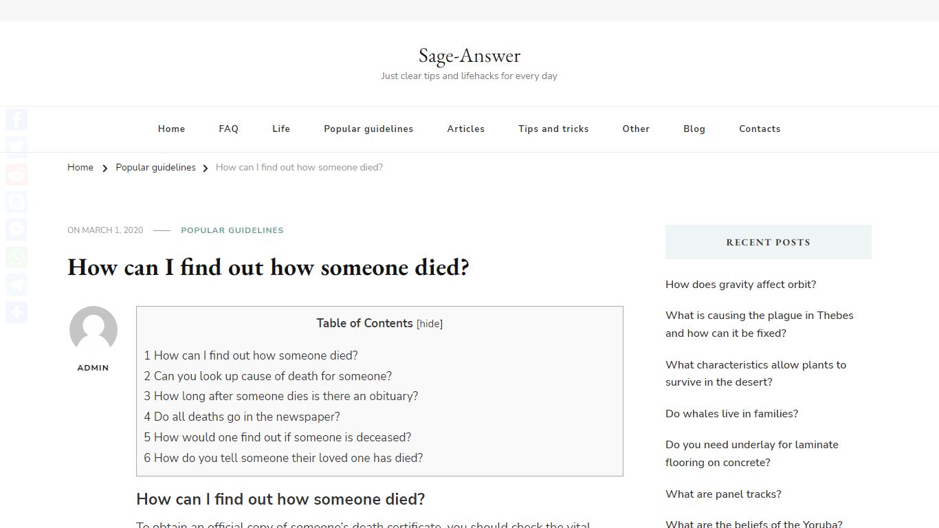 How can I find out how someone died? – Sage-Answer